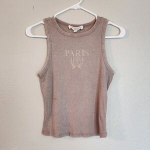 Hippie Rose Mocha Paris Ribbed Tank Top Junior's Medium